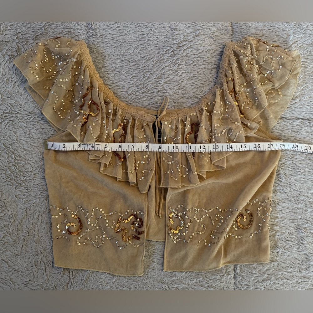 Moda International Cream Ruffled Embellished Blouse - Picture 16 of 16